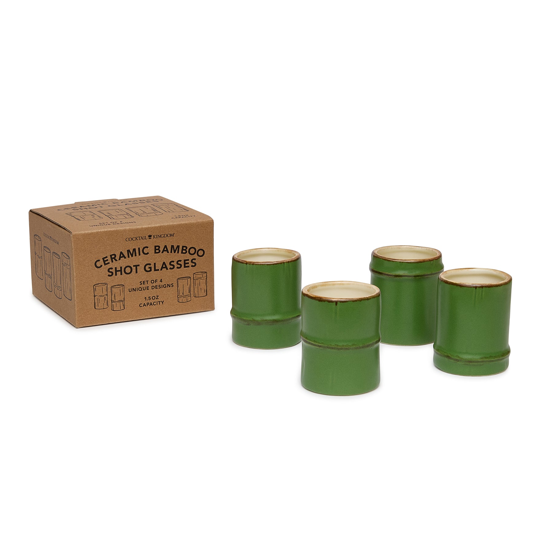 BAMBOO SHOT GLASS – CERAMIC / 1.5oz (44ml) / SET OF 4
