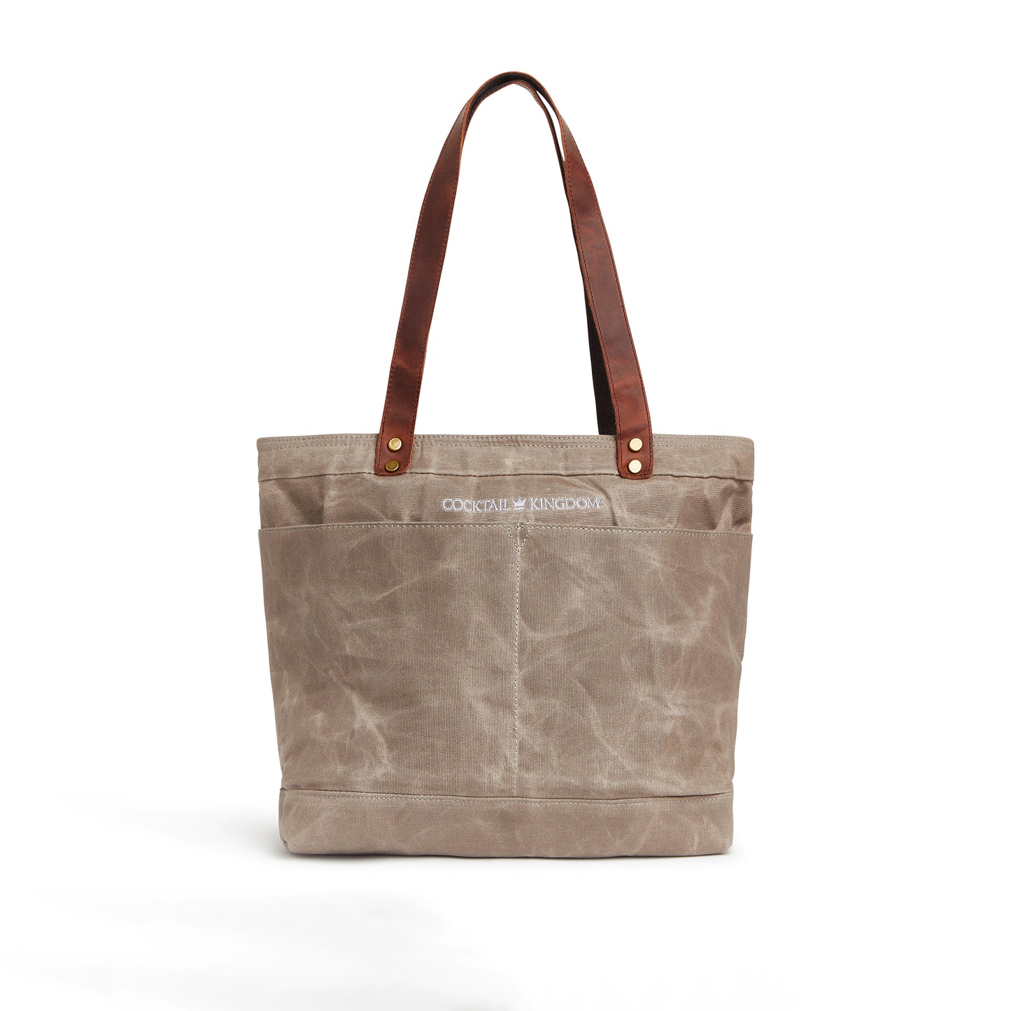 WAXED-CANVAS TOTE – GREY CANVAS / LEATHER