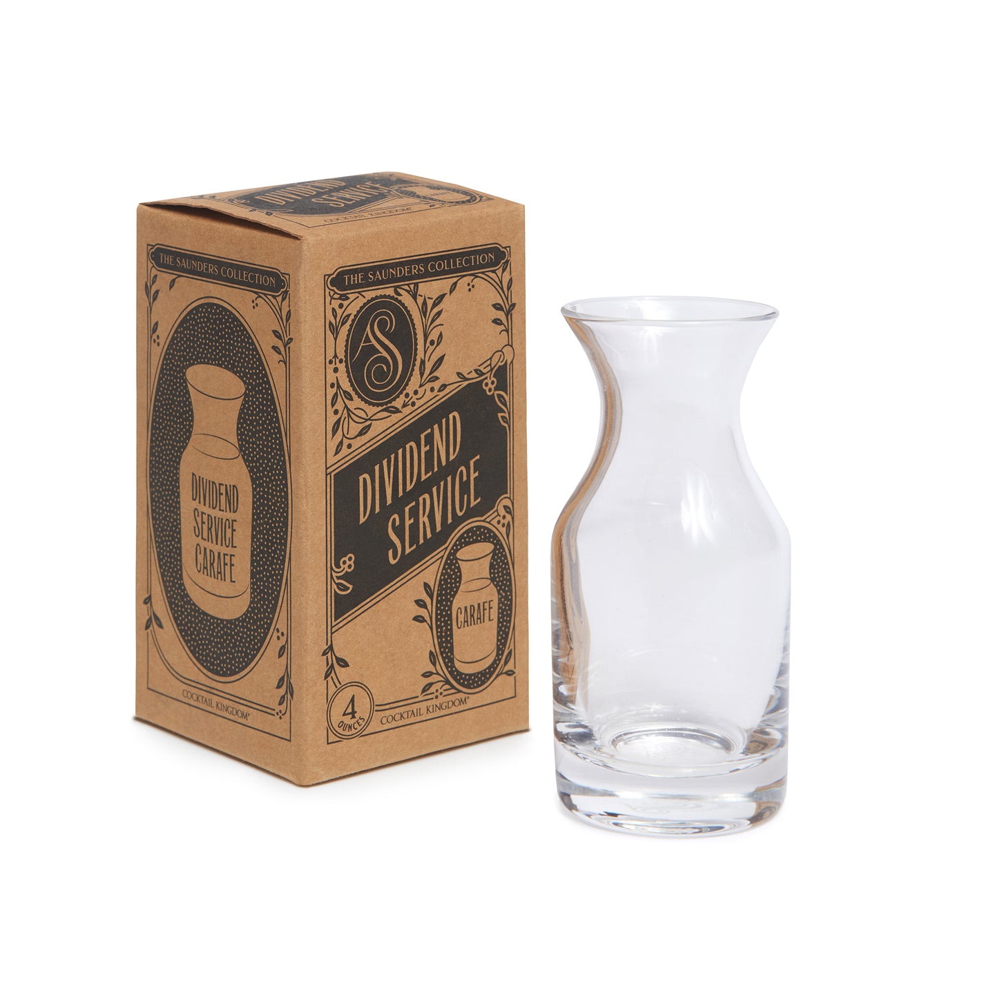 SAUNDERS DIVIDEND CARAFE - HAND-BLOWN GLASS, 4oz (118ml)