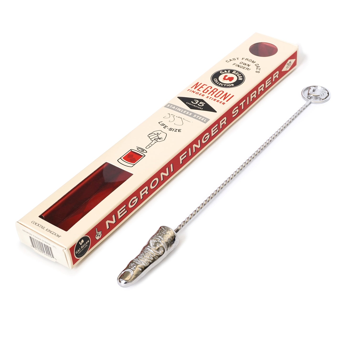 GAZ REGAN NEGRONI FINGER STIRRER / STAINLESS STEEL / 35cm