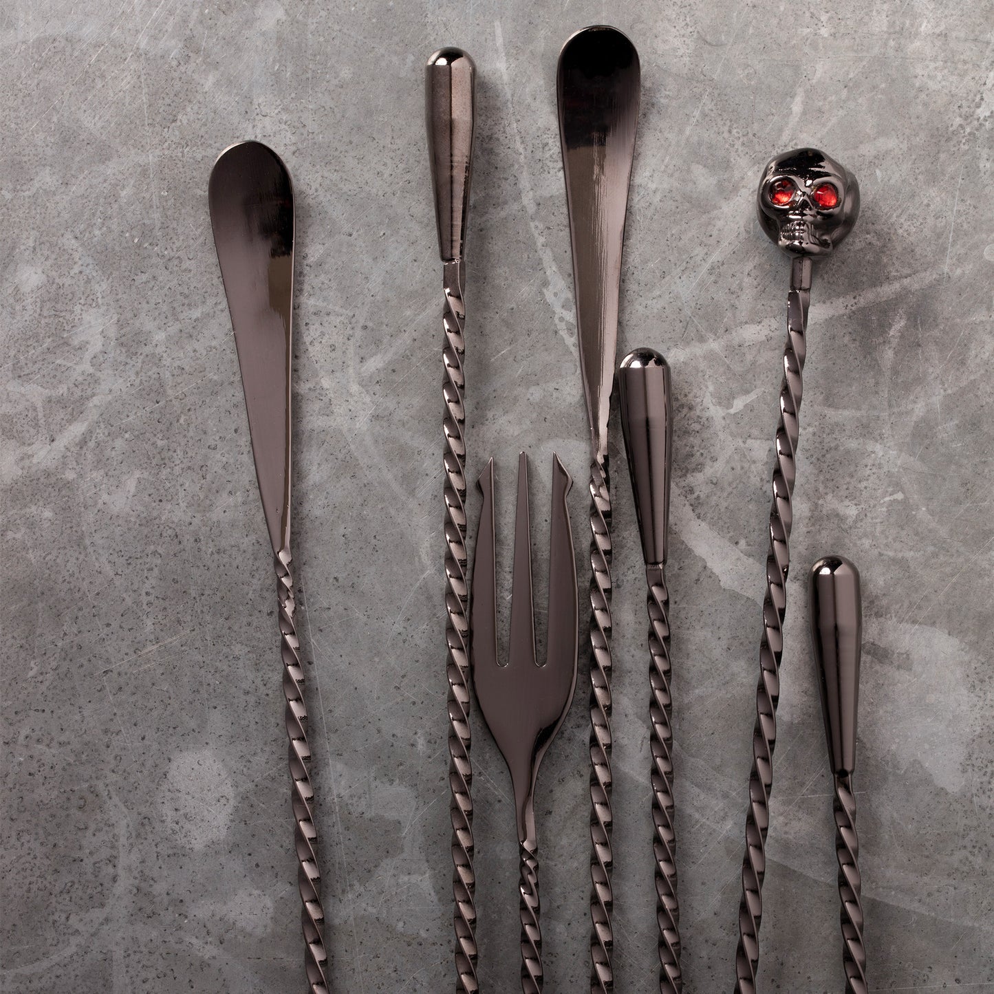 SKULL BARSPOON / GUNMETAL BLACK / 33cm