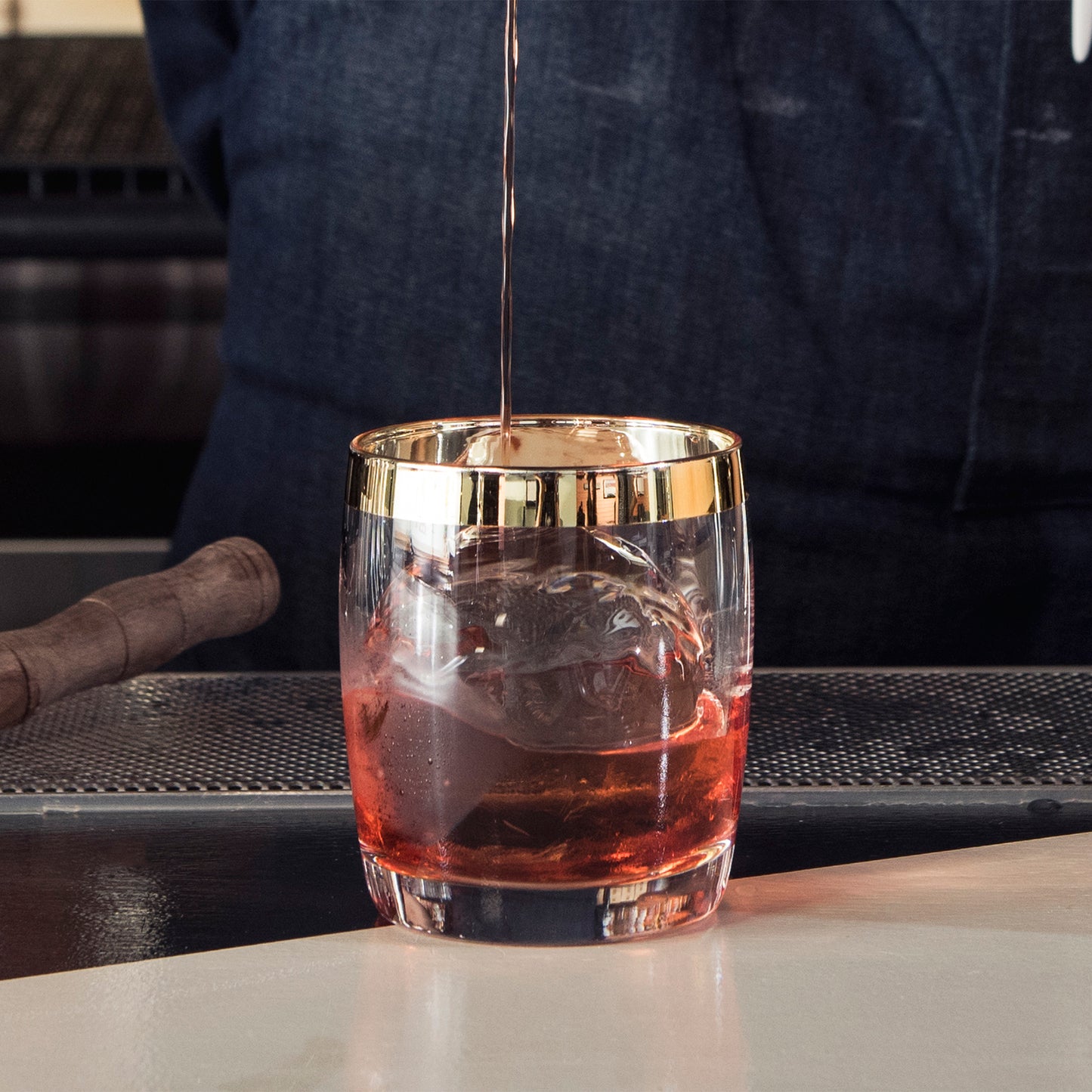 DANUTA™ DOUBLE ROCKS GLASS – GOLD TRIM / 15oz (450ml) / CASE OF 24