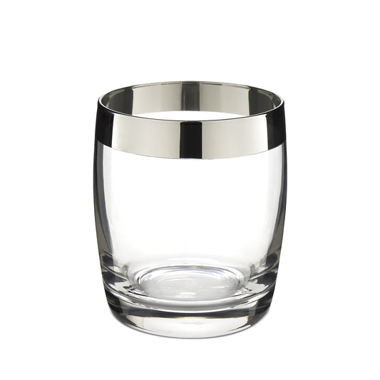 DANUTA™ DOUBLE ROCKS GLASS – SILVER TRIM / 15oz (450ml) / 4 PACK