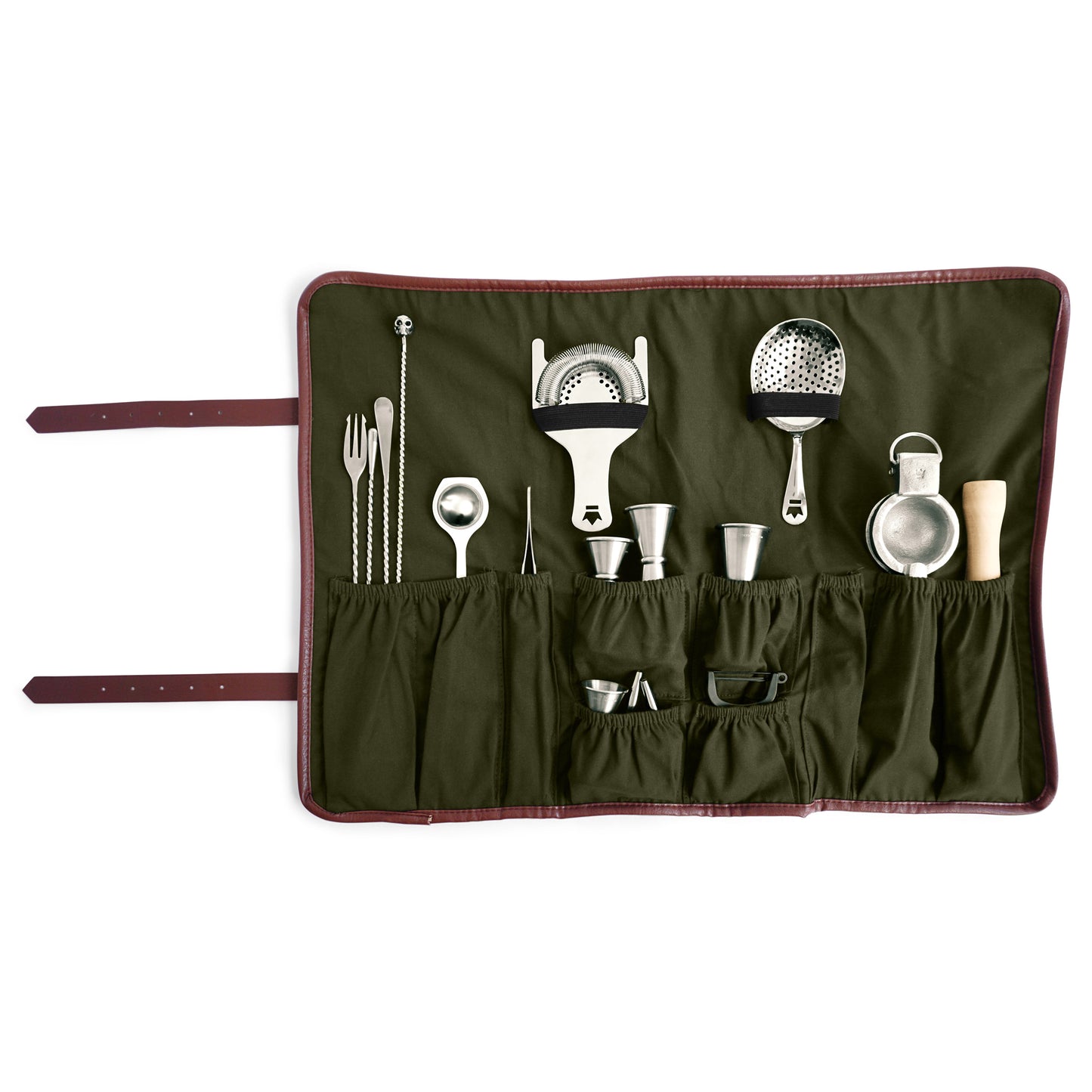 BARWARE ROLL-UP – ARMY GREEN CANVAS