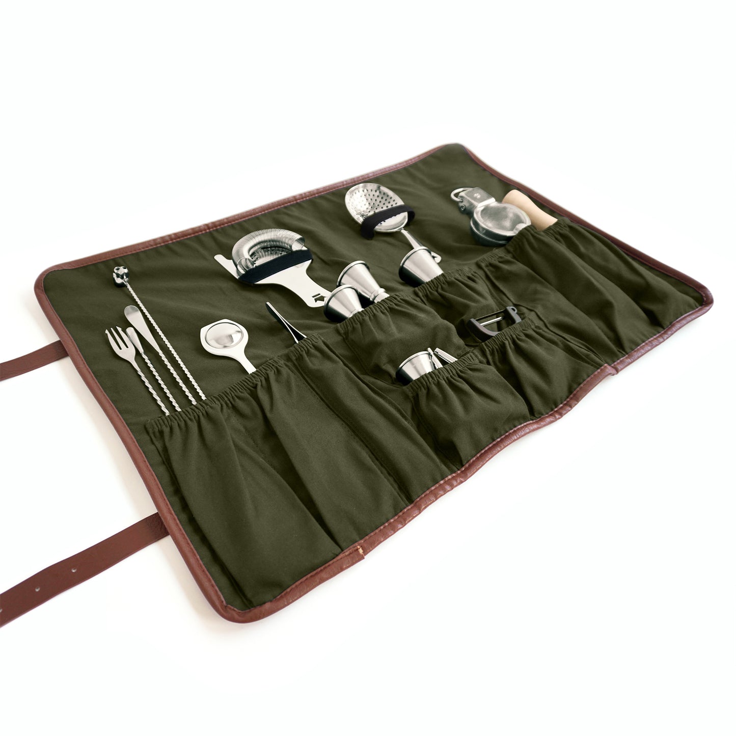 BARWARE ROLL-UP – ARMY GREEN CANVAS