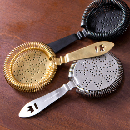 ANTIQUE-STYLE COCKTAIL STRAINER / GOLD-PLATED
