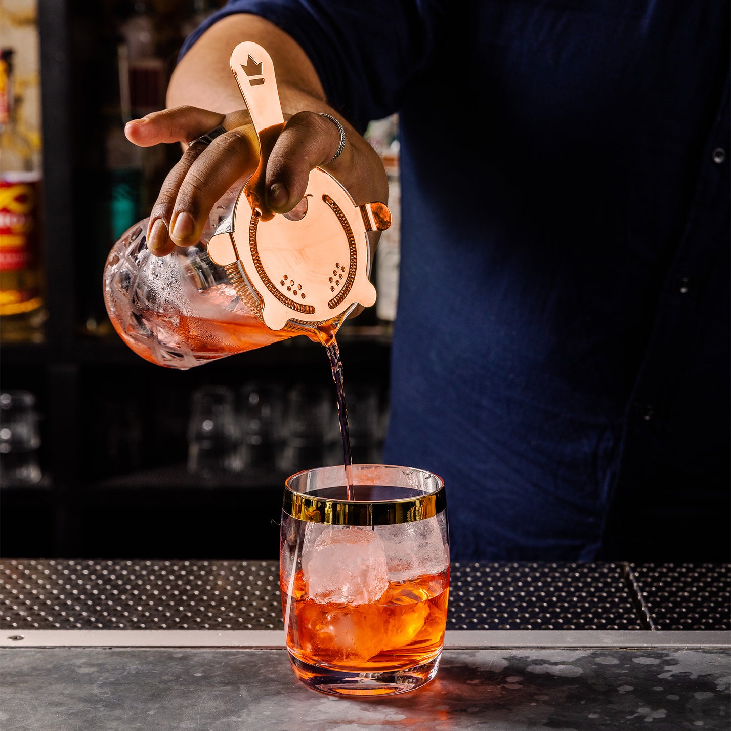 BUSWELL® 4-PRONG COCKTAIL STRAINER / COPPER-PLATED
