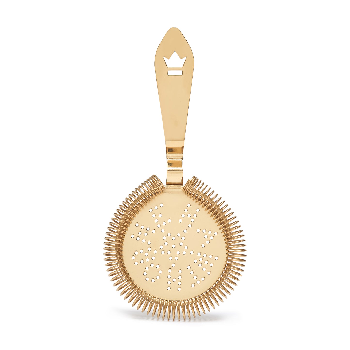 LARGE ANTIQUE-STYLE COCKTAIL STRAINER / GOLD-PLATED