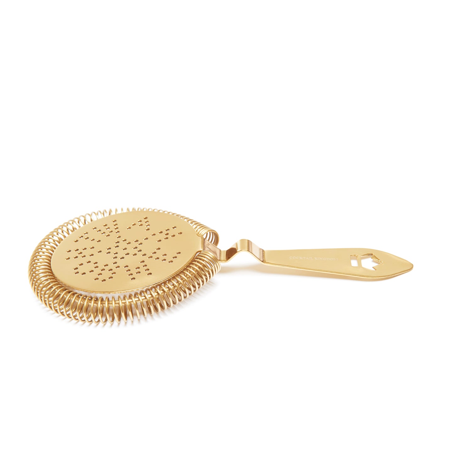 LARGE ANTIQUE-STYLE COCKTAIL STRAINER / GOLD-PLATED