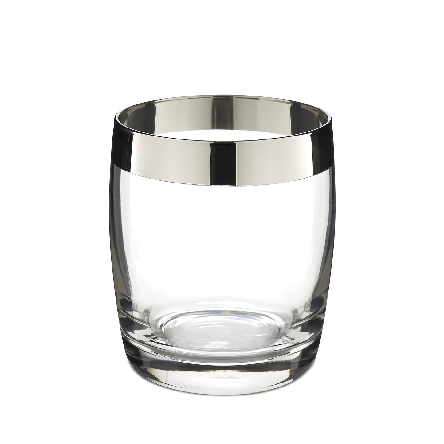 DANUTA™ DOUBLE ROCKS GLASS – SILVER TRIM / 15oz (450ml) / 4 PACK
