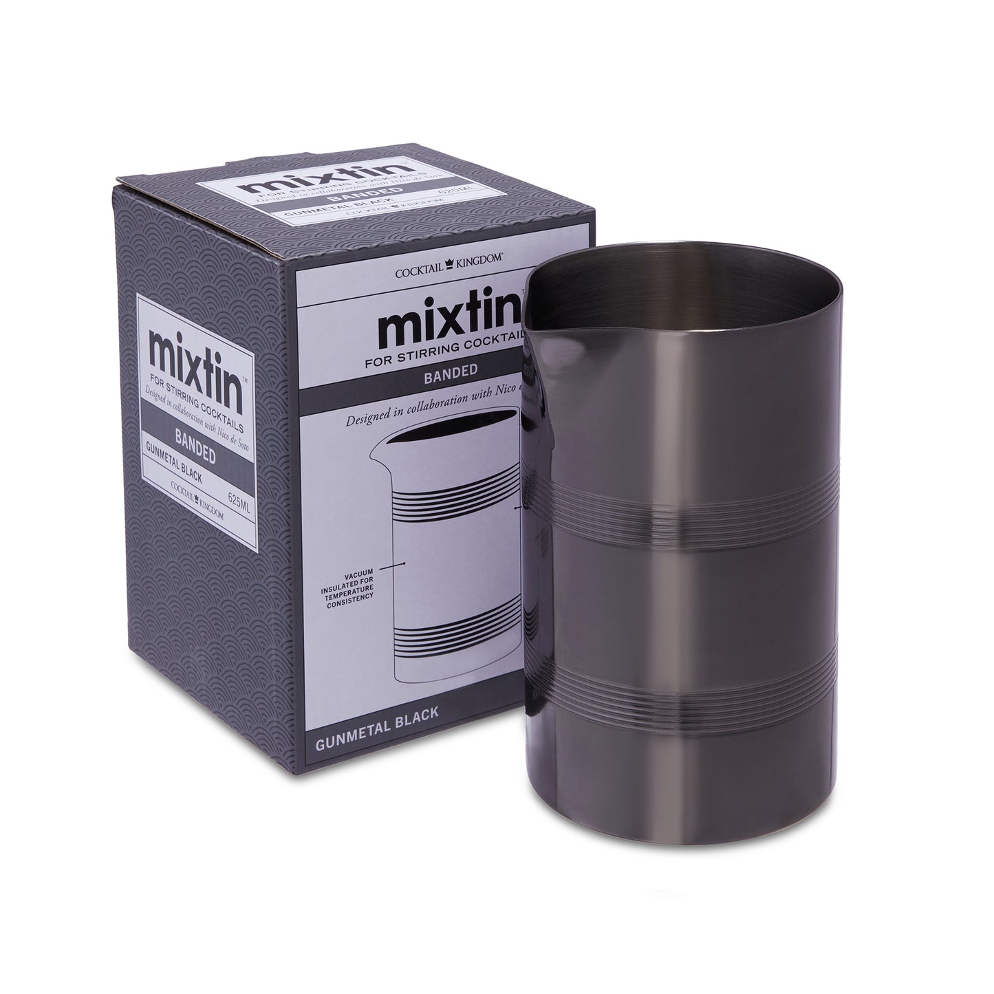 MIXTIN™ STIRRING TIN – GUNMETAL BLACK PLATED STAINLESS STEEL / 625ml (21oz)