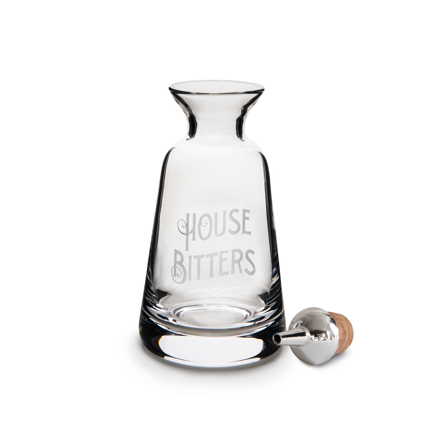 FINEWELL™ BITTERS BOTTLES ENGRAVERS STYLE HOUSE BITTERS – SILVER-PLATED DASHER TOP / 3oz (90ml)