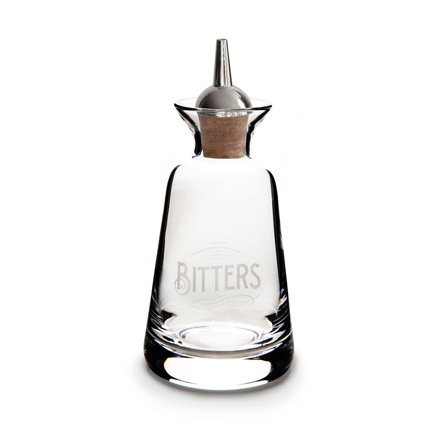 FINEWELL™ BITTERS BOTTLES ENGRAVERS STYLE BITTERS – SILVER-PLATED DASHER TOP / 3oz (90ml)