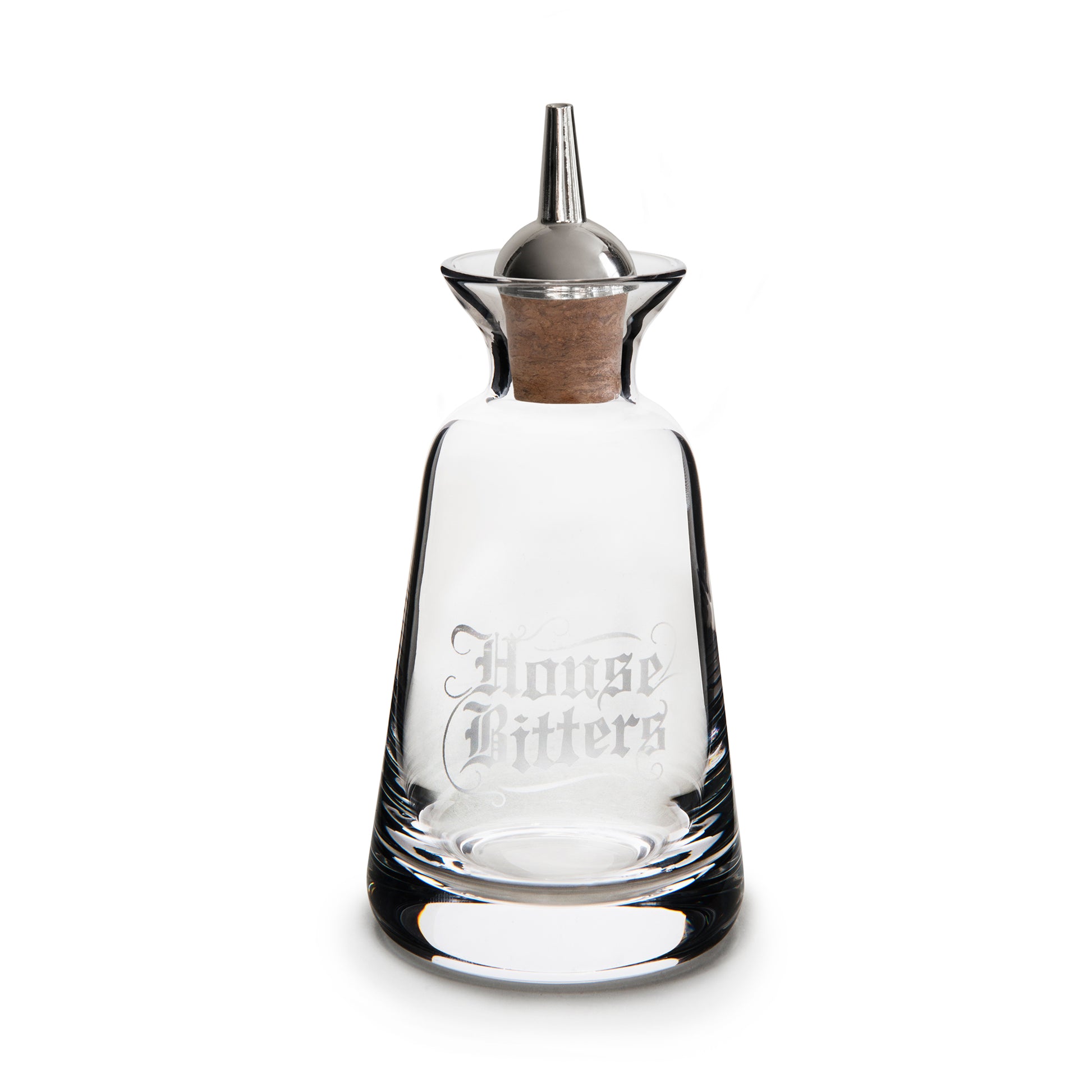FINEWELL™ BITTERS BOTTLE GOTHIC STYLE HOUSE BITTERS – SILVER-PLATED DASHER TOP / 3oz (90ml)